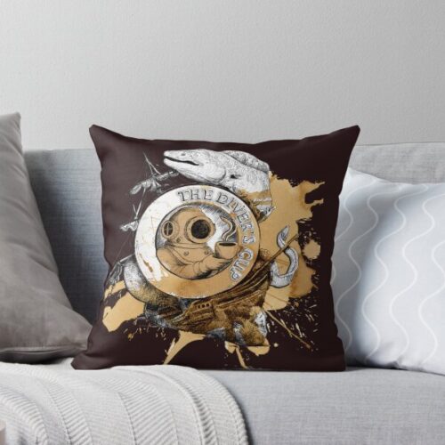 The Divers Cup Eel Shipwreck Throw Pillow